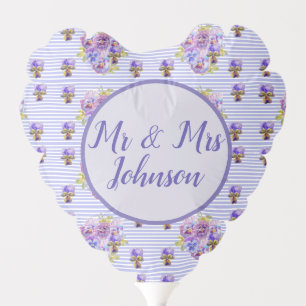 Wedding Pansy Purple Retro Vintage Floral Flower Balloon