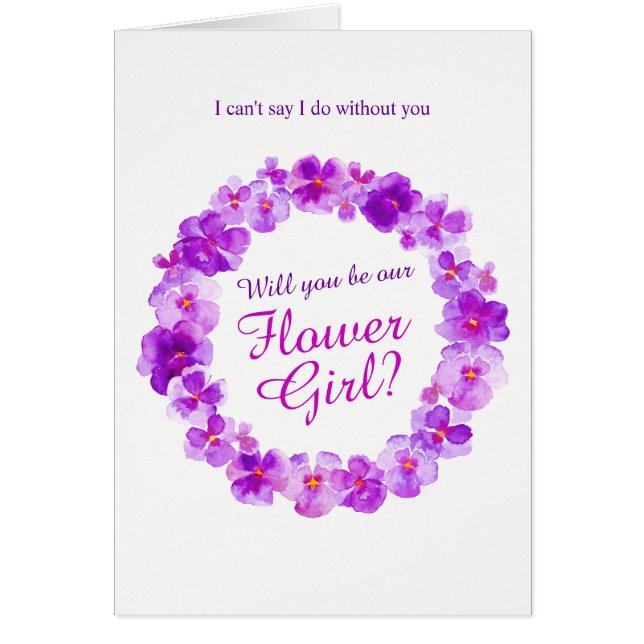 Wedding pansy purple will you be my flower girl? (Front)
