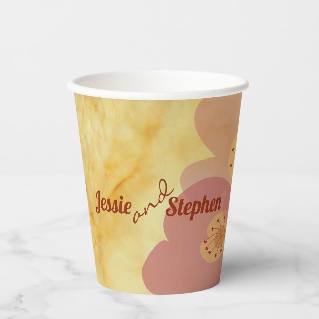 Wedding Paper Cup Asian Influenced Flowers (Front)