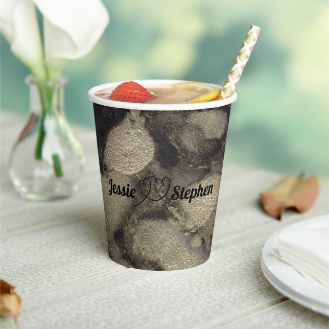 Wedding Paper Cup Black and Gold Inks (Insitu)