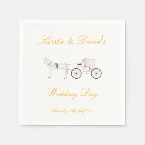 Wedding Paper Cups with Horse  Carriage Graphic Paper Napkins