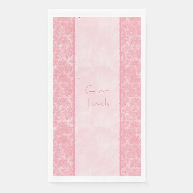 Wedding Paper Guest Towels Pink Damask Elegant (Front)