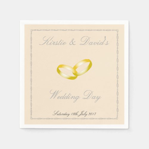 Wedding Paper Napkin  joined Gold Rings Graphic