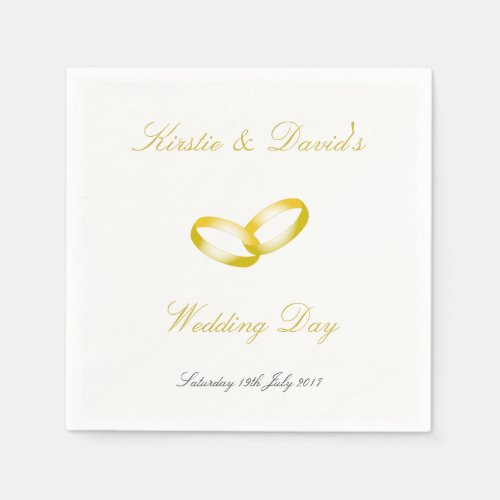 Wedding Paper Napkin  joined Gold Rings Graphic