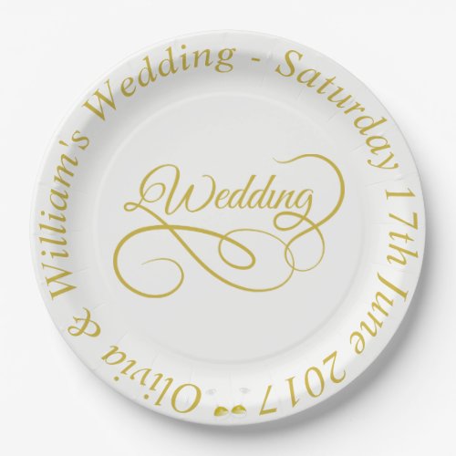 Wedding Paper Plate Gold Frame  ornate graphic