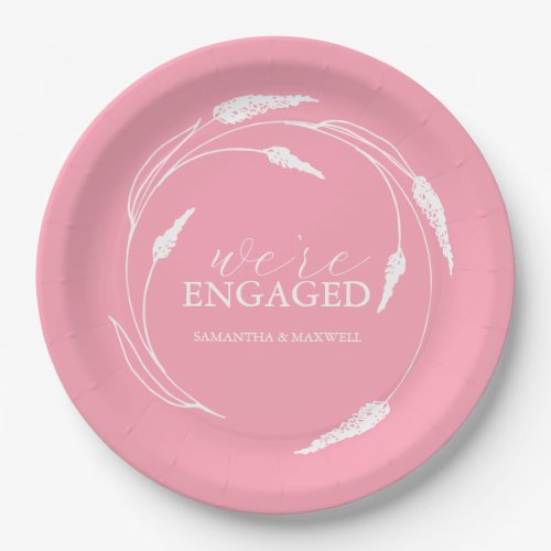 Wedding Paper Plates Pink Wreath