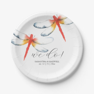 Wedding Paper Plates Red Dragonfly