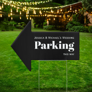 Wedding Parking Black Arrow Pointing This Way Sign