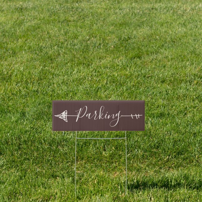 Wedding Parking Direction Arrow chocolate brown Sign