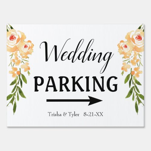 Wedding Parking Names  Date Peach WC Flowers  Sign