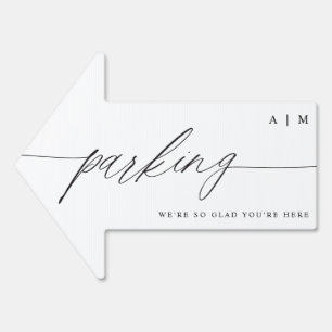 Wedding Parking Sign Romantic Elegant Arrow