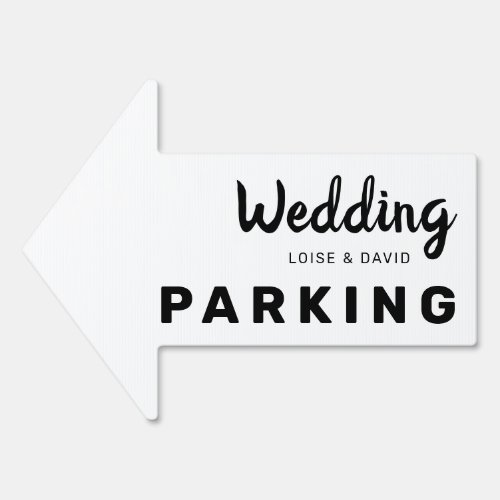 Wedding Parking this way arrow Yard Sign