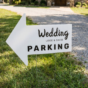 Wedding Parking this way arrow Yard Sign