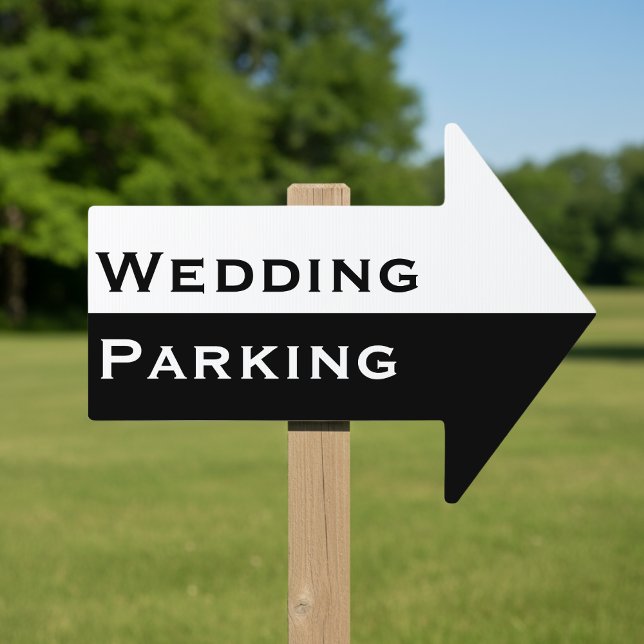 Wedding Parking This Way Black & White Direction Sign (Wedding Parking This Way Black & White Direction Sign
)