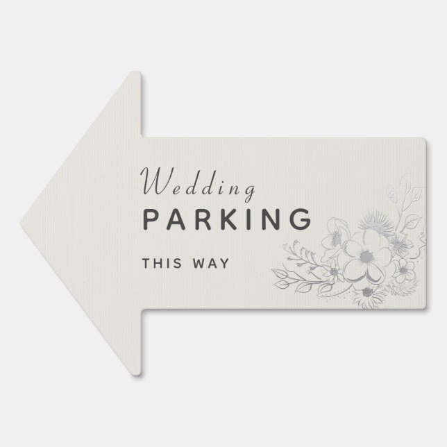 Wedding Parking This Way Vintage Floral Sign (Front)