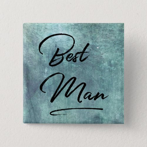 Wedding Party Blue Brush Script Metal Best Man Button