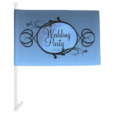 Wedding Party Blue Car Flag