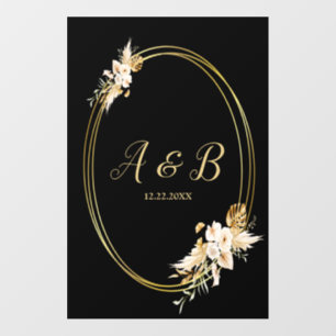 Wedding Party Blush Pink Floral Golden Black Wall Decal