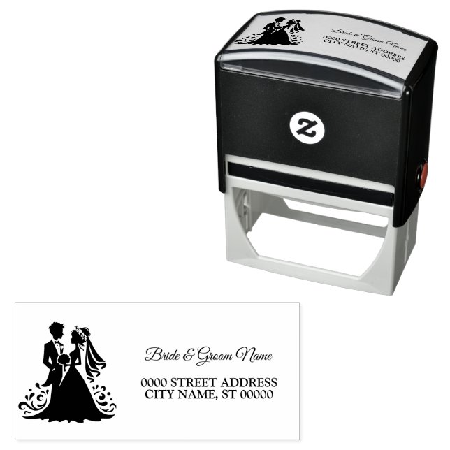 Wedding Party Bride Groom Elegant Address Self-inking Stamp (In Situ)