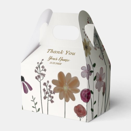 Wedding Party Colorful Garden Flowers Butterflies Favor Boxes