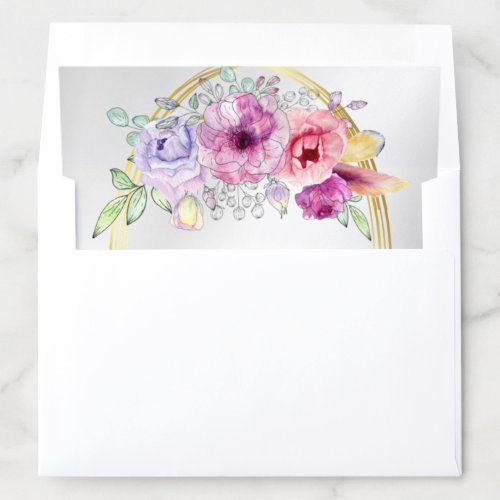 Wedding Party Colorful Pink Floral Golden Envelope Liner