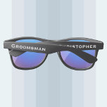 Wedding Party Custom Groomsman Name Plastic  Sunglasses<br><div class="desc">CHOOSE YOUR FRAME and LENSES custom plastic sunglasses! Name on one temple,  wedding party title on the other!  "create your own".  Groomsman / groomsmen will love them! All Rights Reserved © 2019 Alan & Marcia Socolik.</div>