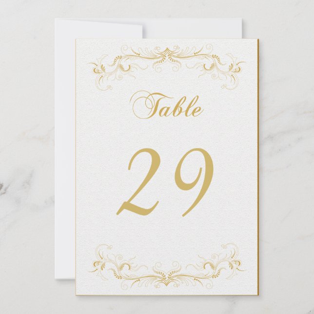 Wedding Party Elegant Gold Table Card (Front)