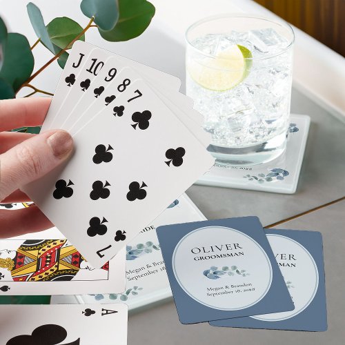 Wedding Party Eucalyptus Greenery Groomsman Poker Cards