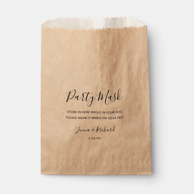 Wedding Party Face  Mask Favor Bag (Front)