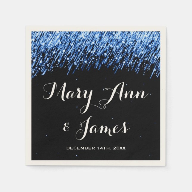 Wedding Party Falling Stars "Sapphire Blue" Napkins (Front)