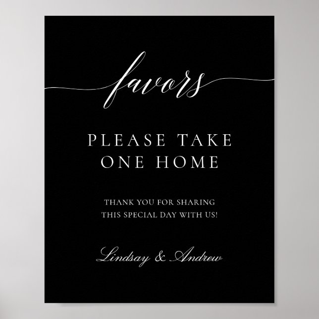 Wedding Party Favors Sign Table Reception Poster (Front)