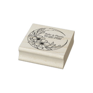 Wedding Party floral Moon Mailing Decor Elegant Rubber Stamp