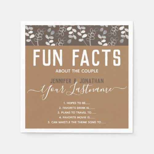 Wedding Party Fun Facts Floral Napkin