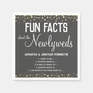 Wedding Party Fun Facts Minimal Confetti Napkin