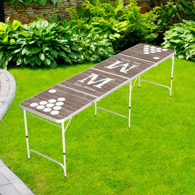 Wedding Party Games Rustic Wood Newlywed Monogram Beer Pong Table (Wedding Party Games Rustic Wood Newlywed Monogram Beer Pong Table
)