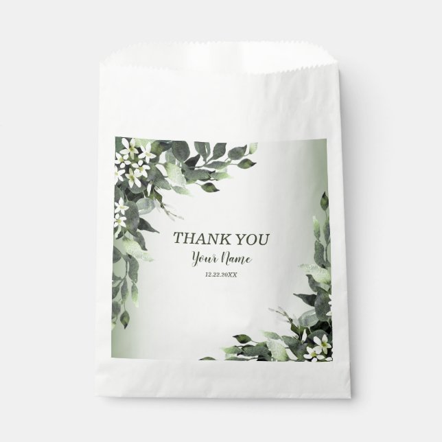 Wedding Party Gift Greenery Floral Leaves Favor Bag (Front)