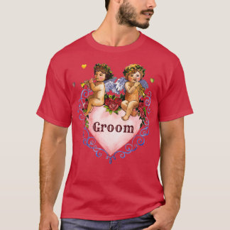 Wedding party gift groom angels cherubs heart whit T-Shirt