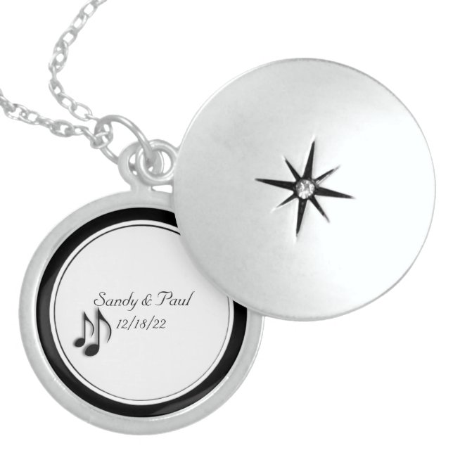 Wedding Party Gift Music Notes Locket (Front)