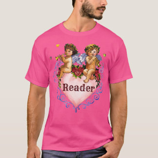 Wedding party gift reader angels cherubs heart blu T-Shirt