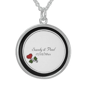 Wedding Party Gift Rose Sterling Silver Necklace