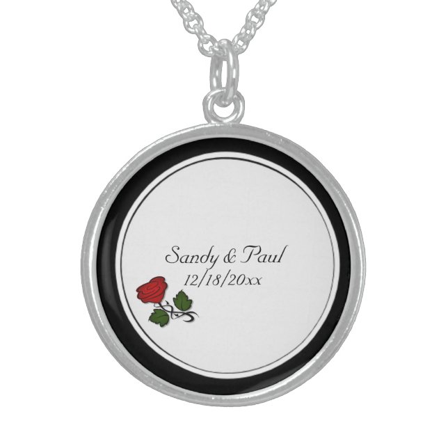 Wedding Party Gift Rose Sterling Silver Necklace (Front)