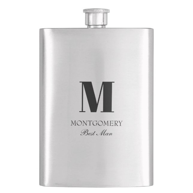 Wedding Party Gifts Monogram Best Man  Flask (Front)