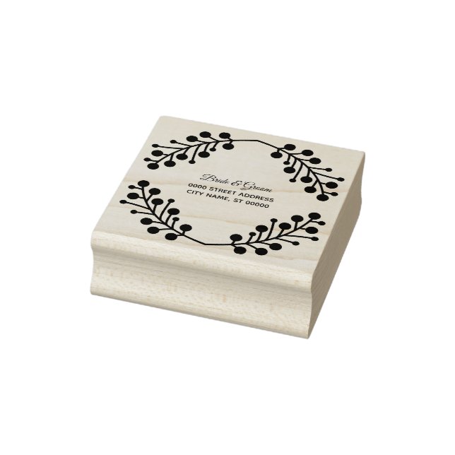Wedding Party Golden Flowers Rustic Rubber Stamp (Stamp)