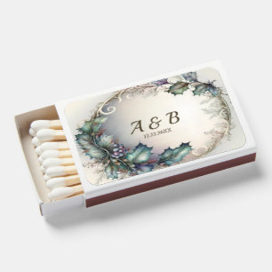 Wedding Party Green Purple Leaves Rustic Elegant Matchboxes