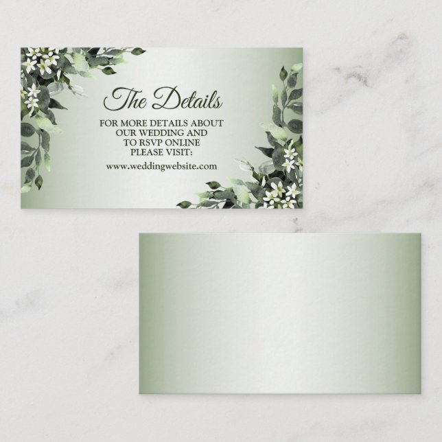Wedding Party Greenery Floral Eucalyptus Leaves Enclosure Card (Front/Back)