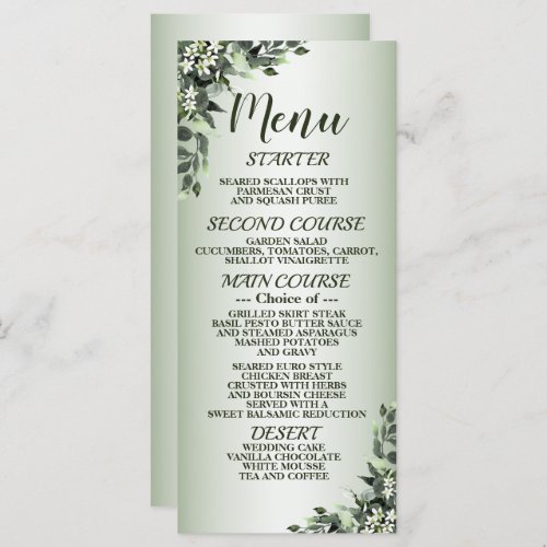 Wedding Party Greenery Floral Eucalyptus Leaves Menu