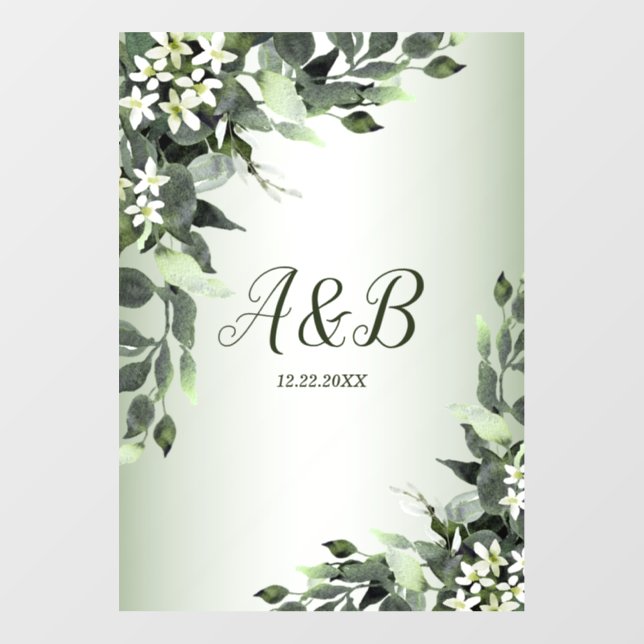 Wedding Party Greenery Floral Eucalyptus Leaves Wall Decal (Front)