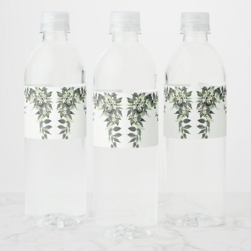 Wedding Party Greenery Floral Eucalyptus Leaves Water Bottle Label