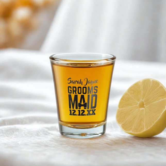 Wedding Party Groomsmaid Personalized Shot Glass (For your Groomsmaid. Just add her name and your wedding date)
