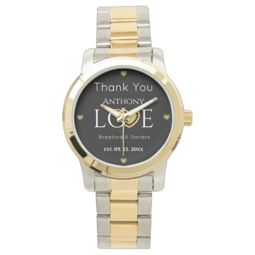 Wedding Party Groomsmen Thank You Gift Black Gold  Watch